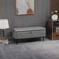 40" Ottoman with Storage, Linen Upholstered Storage Ottoman Bench with Steel Legs for Living Room, Bedroom Grey