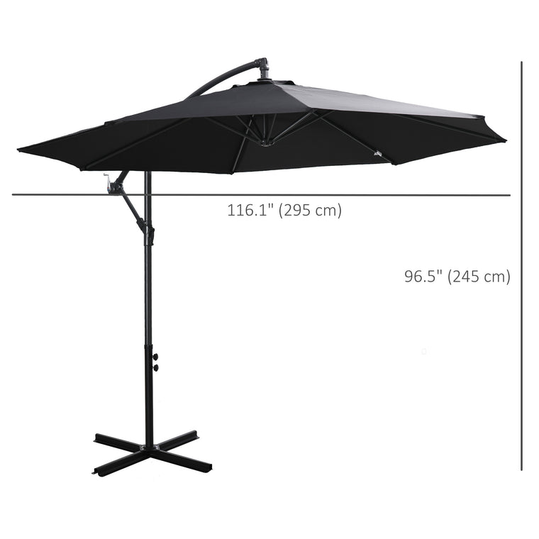 9.7ft Black Offset Cantilever Umbrella with 8 Ribs