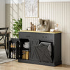 7 Gallon Tilt Out Garbage Cabinet, Kitchen Island with Charging Station, 2 Drawers, 4 Door Racks, Black