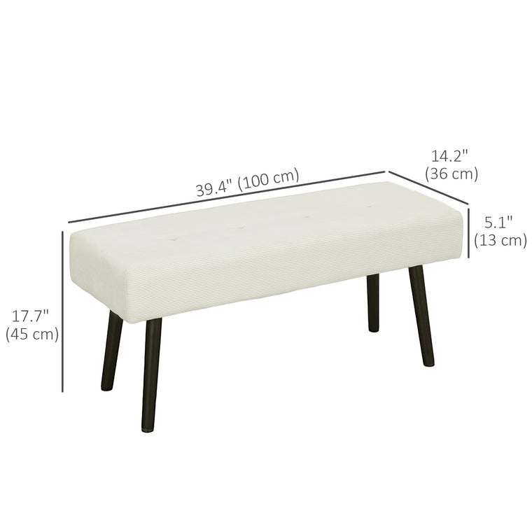39" Corduroy Storage Bench with Steel Legs