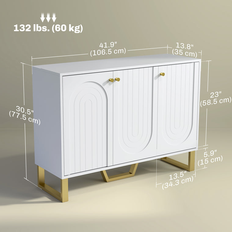3-Door Sideboard Buffet Cabinet with Storage - White