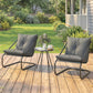 Outdoor Bistro Set, 3 Piece Patio Furniture Set with 2 C Spring Chairs and Round Table for Balcony, Light Grey
