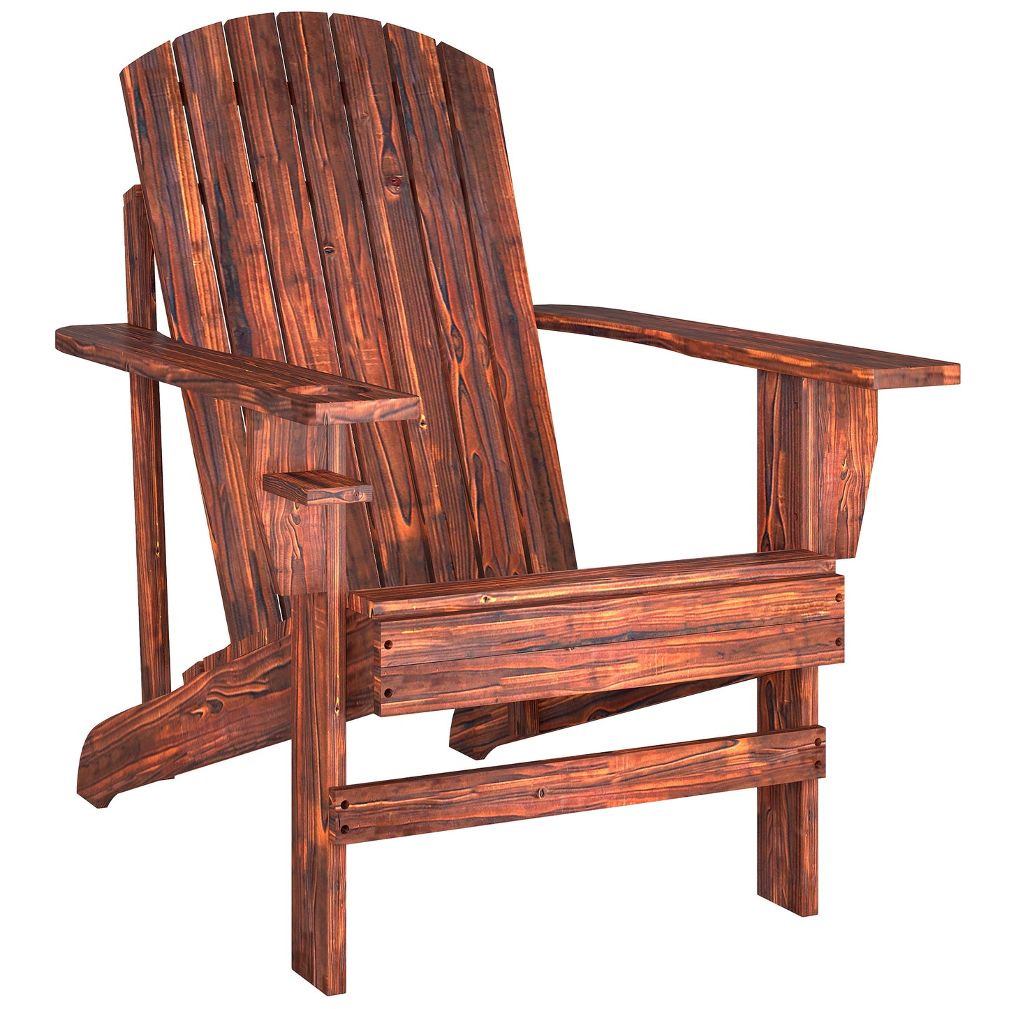 Classic Adirondack Chair, Muskoka Chairs, Garden Deck Chair with Cup Holder for Patio, Indoor, Backyard, Dark Grey