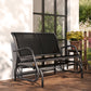 Patio Double Glider Bench Swing Chair Rocker Heavy-Duty Loveseat Outdoor Garden Rocking Bench Steel Frame Sling Fabric Seat Black