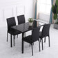 Modern Dining Chairs Set of 4, Upholstered Faux Leather Kitchen Chairs with Rhombic Tufting and Metal Legs for Living Room, Black