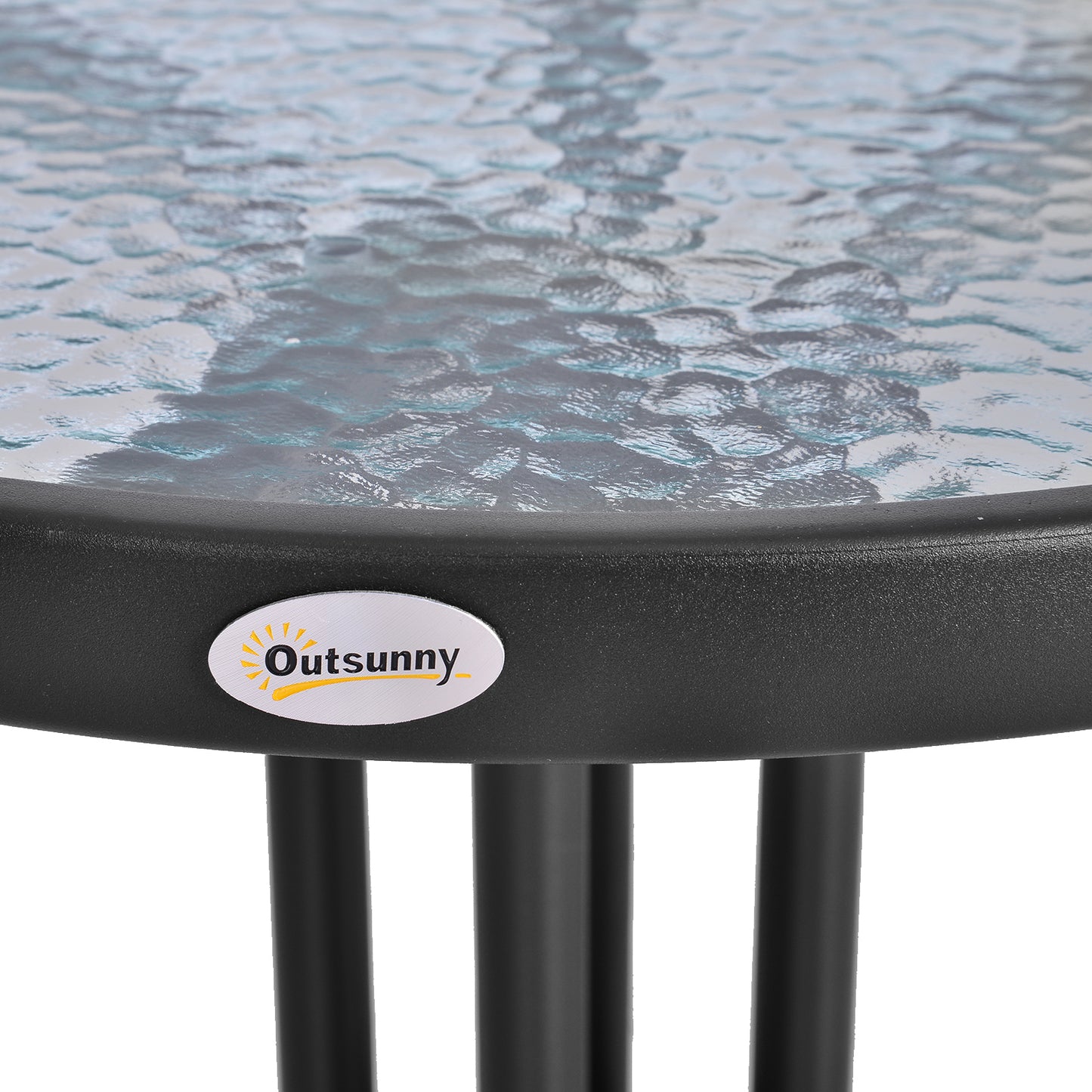 24" Patio Table Round Tempered Glass Top Outdoor Dining Steel Frame Backyard