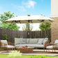 10ft Double-Sided Patio Umbrella with 35 LED Lights, 12 ribs, Extra Large Outdoor Parasol with Twin Canopy, Beige