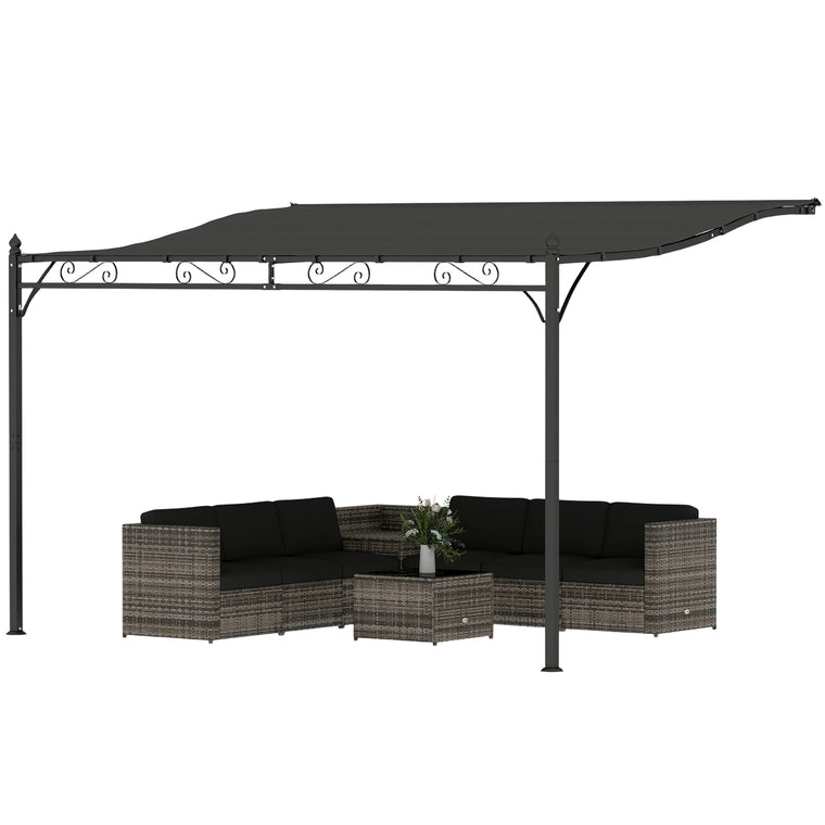 11.5' x 8.2' Lean-To Pergola Gazebo with UPF30+ Metal Frame