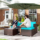 3 Pieces Patio Furniture Set with Cushions, Outdoor PE Rattan Wicker Conversation Corner Sofa Set, Light Green