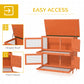 2-Tier Wooden Rabbit Hutch Small Animal House Bunny Pet Cage with 2 Main Rooms, Sliding Tray, Opening Top, Yellow