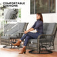 3 Piece Outdoor Bistro Set, Wicker Patio Furniture Set with Swivel Glider Chairs for Balcony, Porch, Grey