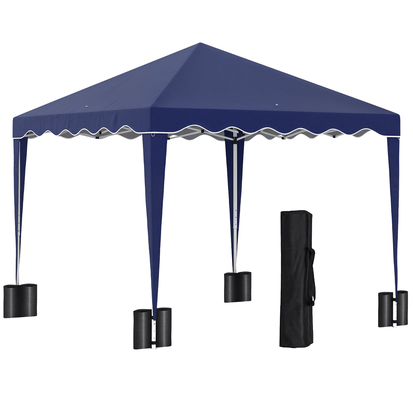 10' x 10' Pop Up Canopy Tent with Sand Bags, Instant Shelter with Adjustable Height and Carry Bag, Garden Outdoor Party Tent, Blue