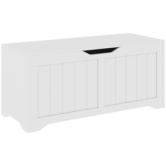 Lift-Top Storage Bench with Safety Hinges - White