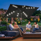 6.5x10ft Patio Umbrella, Rectangle Tilt Outdoor Market Parasol with LEDs, Black