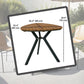 35.4" Outdoor Dining Table with Slatted Acacia Wood Leaf Tabletop, Patio Table with Steel Legs for Garden, Yard, Teak