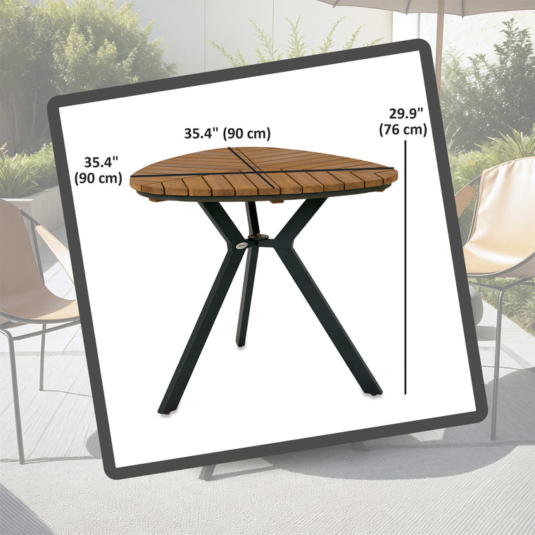 35.4" Acacia Wood Dining Table with Steel Legs