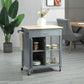 Rolling Kitchen Cart with Wood Top and Drawer, Kitchen Island on Wheels for Dining Room, Grey