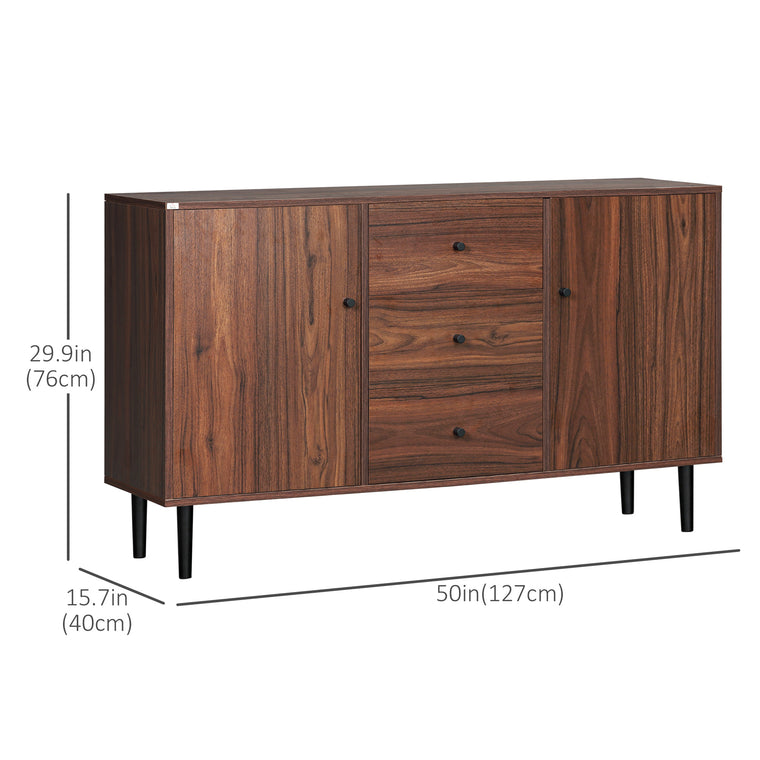 Kitchen Buffet Cabinet with 3 Drawers - Rustic Brown