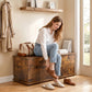 39.5" Storage Chest with 2 Safety Hinges, Storage Box Organizer with Flip-Top Lid, Entryway Storage Bench, Rustic Brown