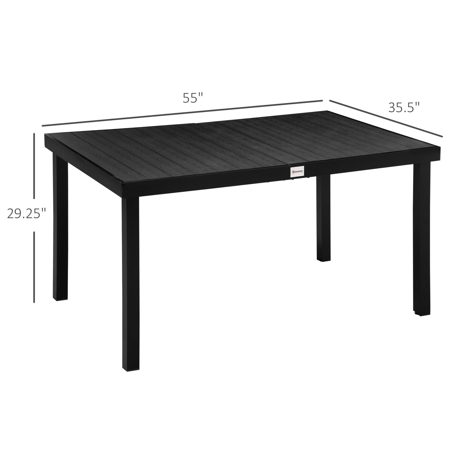 Aluminum Outdoor Dining Table for 6, Rectangular Patio Dining Table 55" L x 35.5" W x 29.25" H, Modern Garden Table for Kitchen, Dining Room, Patio, Natural