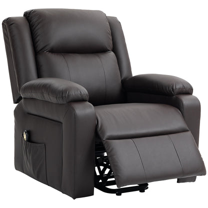 PU Leather Power Lift Recliner with Remote - Brown