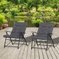 Set of 2 Outdoor Folding Chairs with Adjustable Backrest, Padded Camping Chairs for Outdoor Events, Grey