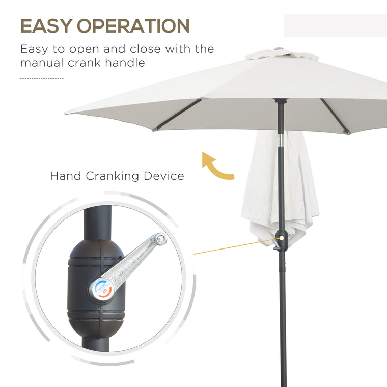 8.5' Cream White Round Aluminum Parasol with Crank Handle