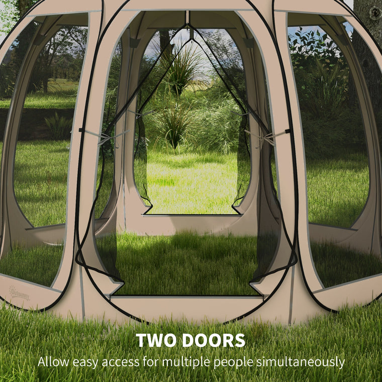 11' x 11.5' Beige Pop-Up Screen Tent Gazebo with 2 Doors