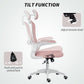 Ergonomic Mesh Office Chair, High Back Desk Chair with Rotatable Headrest, Flip-Up Armrests, Lumbar Support, Pink