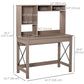 Computer Desk with Hutch, Home Office Table with Storage Shelves and Open Compartments for Writing, Work, Brown