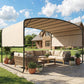 10' x 13' Retractable Pergola Canopy, Outdoor Metal Pergola Gazebo Sun Shade Shelter with Steel Frame, Khaki
