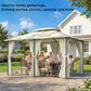 13' x 10' Soft-top Gazebo Patio Steel Canopy Portable Party Event with Double Canopy Roof, Curtains, Cream White