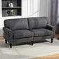 Stylish Midback Double Sofa with Sponge Padding, 2 Seater Sofa Couch, with Rubber Wood Leg, Dark Grey