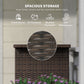 Wicker Outdoor Bar Table, PE Rattan Bar Height Patio Table with 2 Shelves, Steel Frame for Garden, Backyard, Dark Grey
