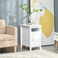 Wooden 3-Tier Modern Nightstand with Pullout Shelf, Adjustable Open Shelf, and Door Cabinet, White