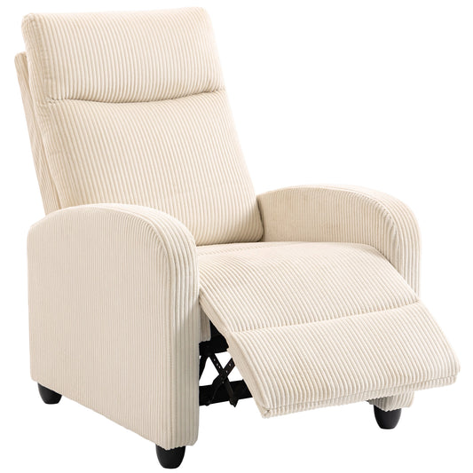 Manual Recliner Home Theater Chair with Padded Seat - Beige