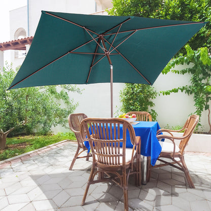 6.5x10ft Green Aluminum Tilt Umbrella with Crank