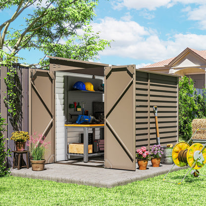 4.6' x 9' Metal Lean-To Storage Shed with Lockable Doors