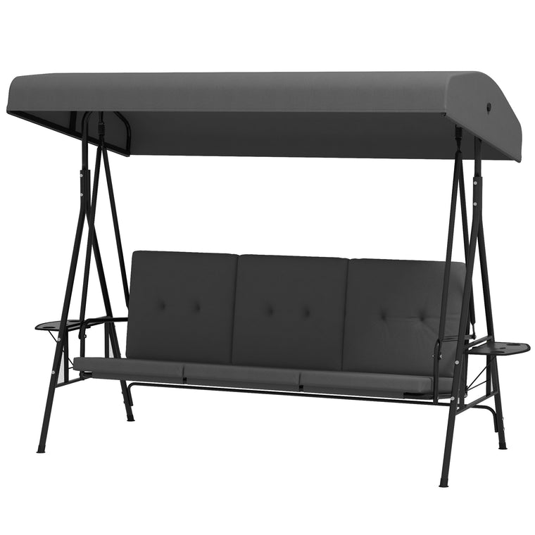 3-Seat Porch Swing with Canopy & Side Tray