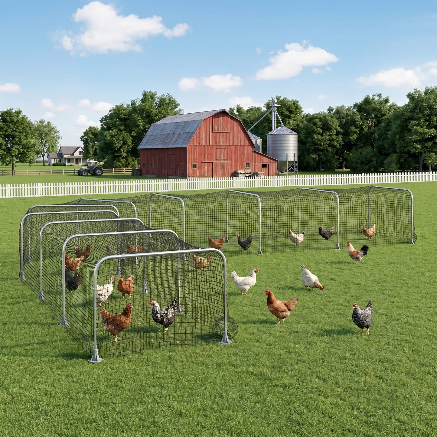 Extra Long Chicken Tunnel for Outside, 354" x 39" Galvanized Steel Chicken Run for 10-15 Chickens or Ducks
