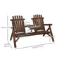 Wood Adirondack Patio Chair Bench with Center Coffee Table, for Lounging and Relaxing Outdoors Carbonized