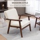 Modern Accent Chairs with Cushioned Seat, Upholstered Linen-Feel Armchair for Bedroom, Living Room, Cream White