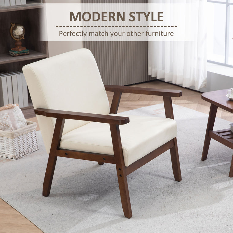 Linen-Feel Cushioned Accent Chair