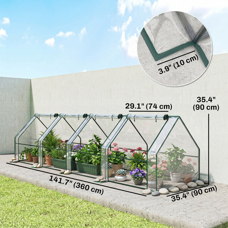 Clear Portable Mini Tunnel Greenhouse with Zippered Doors
