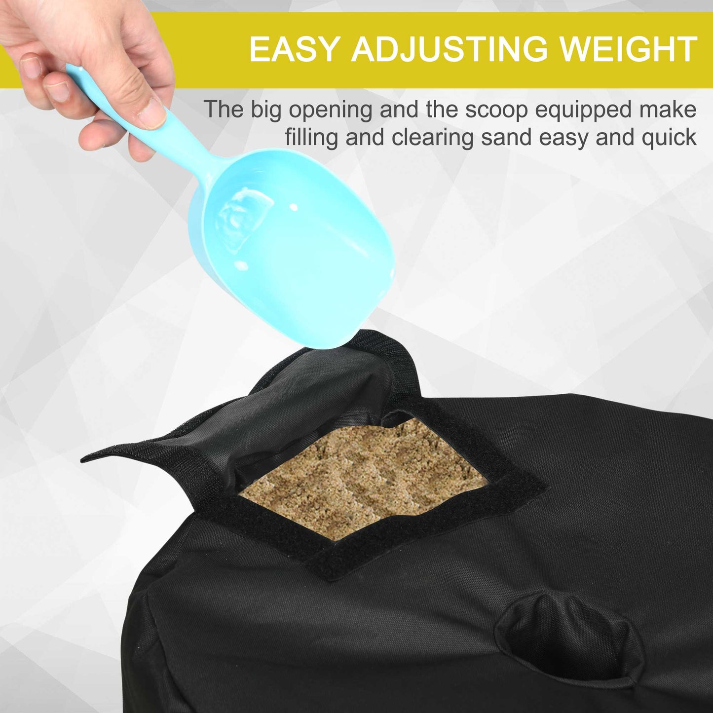 19" Round Patio Umbrella Base Weight Sand Bag Weather Resistant Garden Parasol Weight Base Stand Holder Weights w/ Scoop Up 88lbs Black