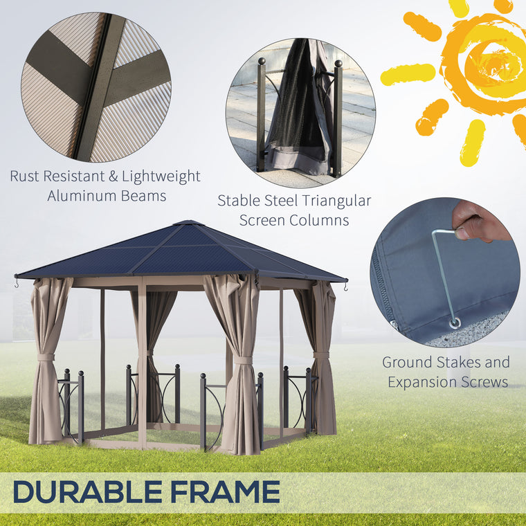 10' x 10' Black Hardtop Gazebo with PC Board Roof