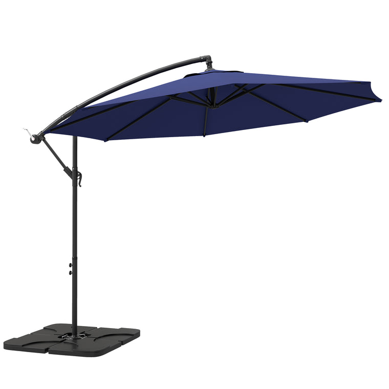9.6ft Navy Blue Banana Cantilever Umbrella with Crank