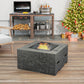 Fire Pit with Fire Poker, Wood Burning Firepit for Outside with Mesh Lid, Magnesium Oxide Stone Texture, Charcoal Grey