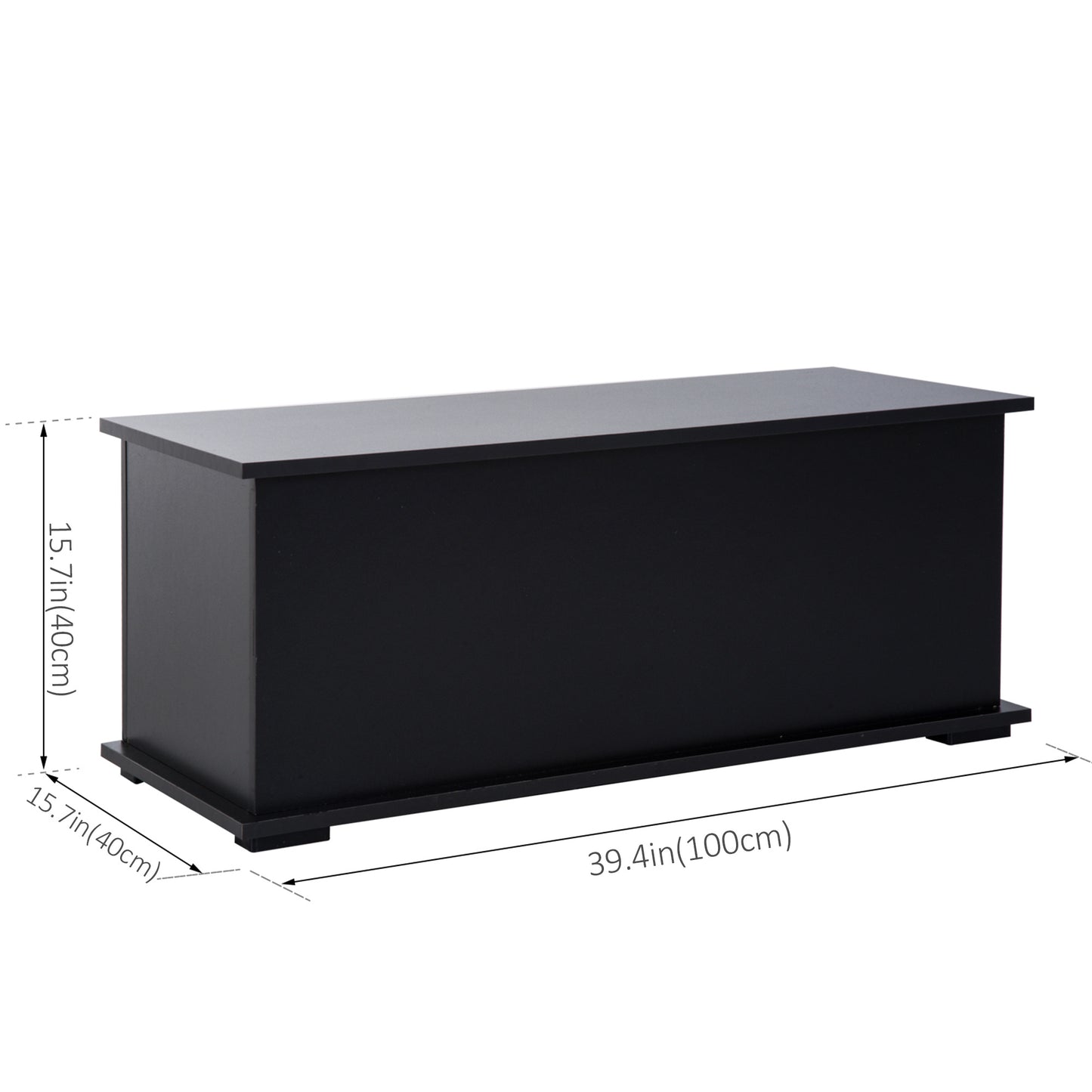 39.5" Storage Chest with 2 Safety Hinges, Storage Box Organizer with Flip-Top Lid, Entryway Storage Bench, Black