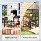 Outdoor Kitchen Bar Cart BBQ Table with Wheels, Stainless Steel Pizza Oven Stand, Movable Prep Table with Hooks